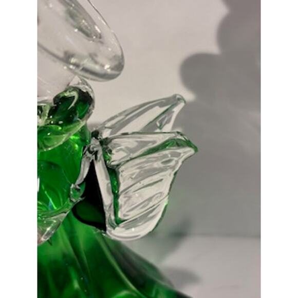 VTG Christmas Angels Art Glass Figurines Set of 3 Votive Candle Holders Green - Picture 7 of 14